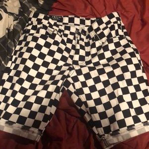 *never worn* empire slim fit checkered jean shorts